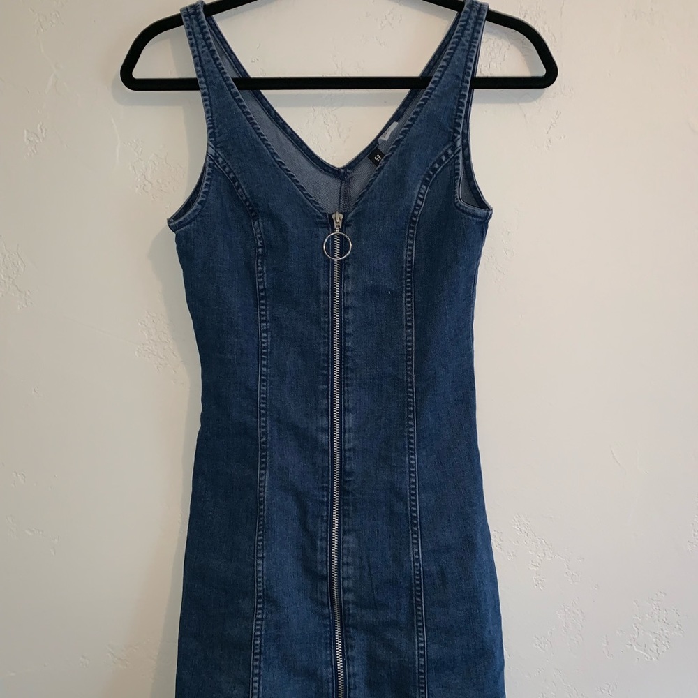 H&M denim zip up dress